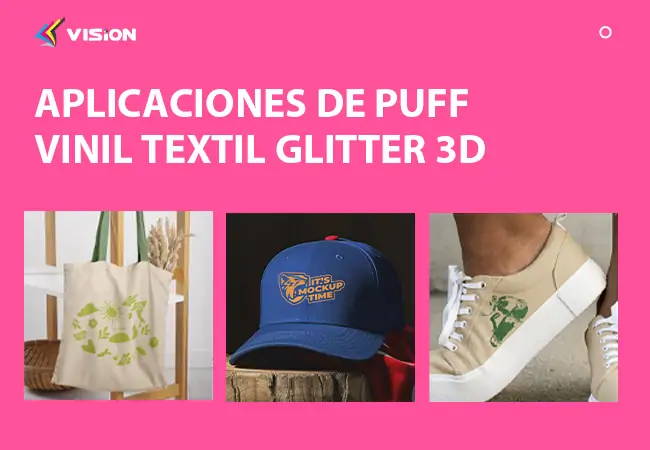 Aplicaciones de puff vinil textil glitter