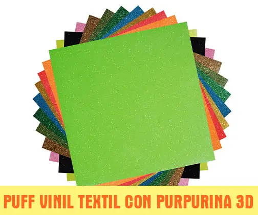 Puff vinil textil con purpurina